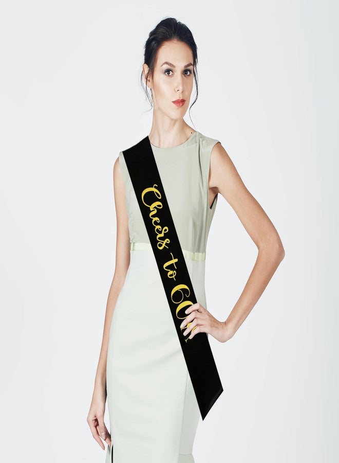 PYQWA Cheers to 60 Sash, Black Gold It's My 60th Birthday Sash for Women and Men,Happy 60th Birthday Gifts Party Supplies - Image 5